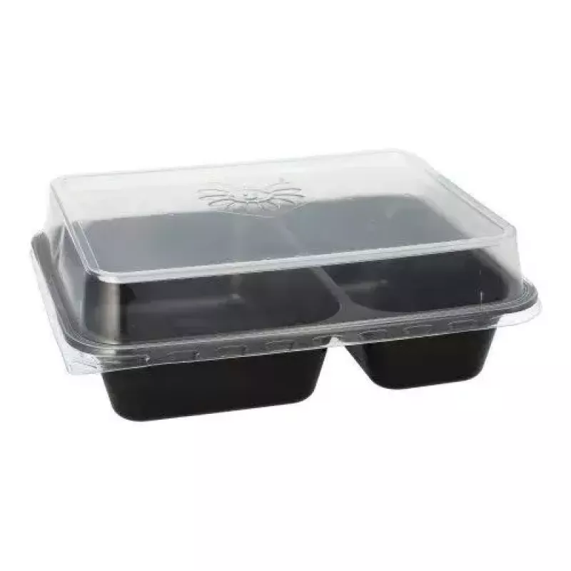 Recipiente de alimentos desechable Papstar 96553 polipropileno negro 227x178x45mm