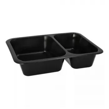 Recipiente de alimentos desechable Papstar 96553 polipropileno negro 227x178x45mm