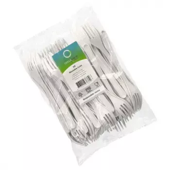 Tenedor desechable Papstar 96427 polipropileno 50 unidades blanco 185 mm