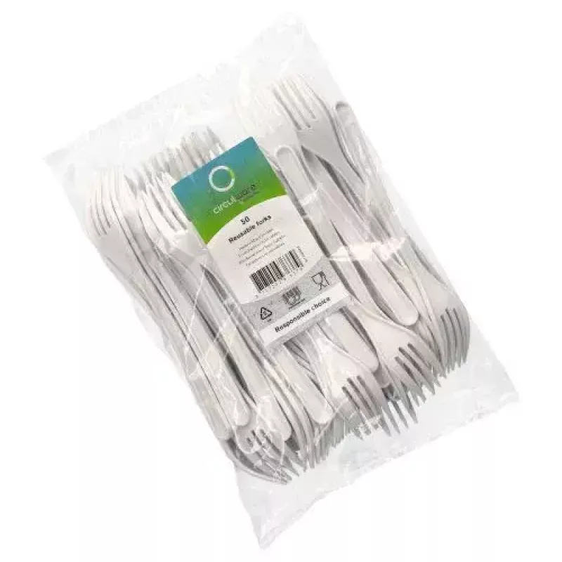 Tenedor desechable Papstar 96427 polipropileno 50 unidades blanco 185 mm