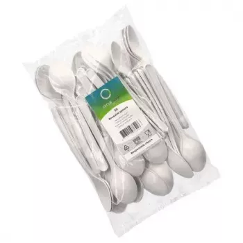 Cuchara de sopa desechable Papstar 96432 polipropileno blanco 50 unidades