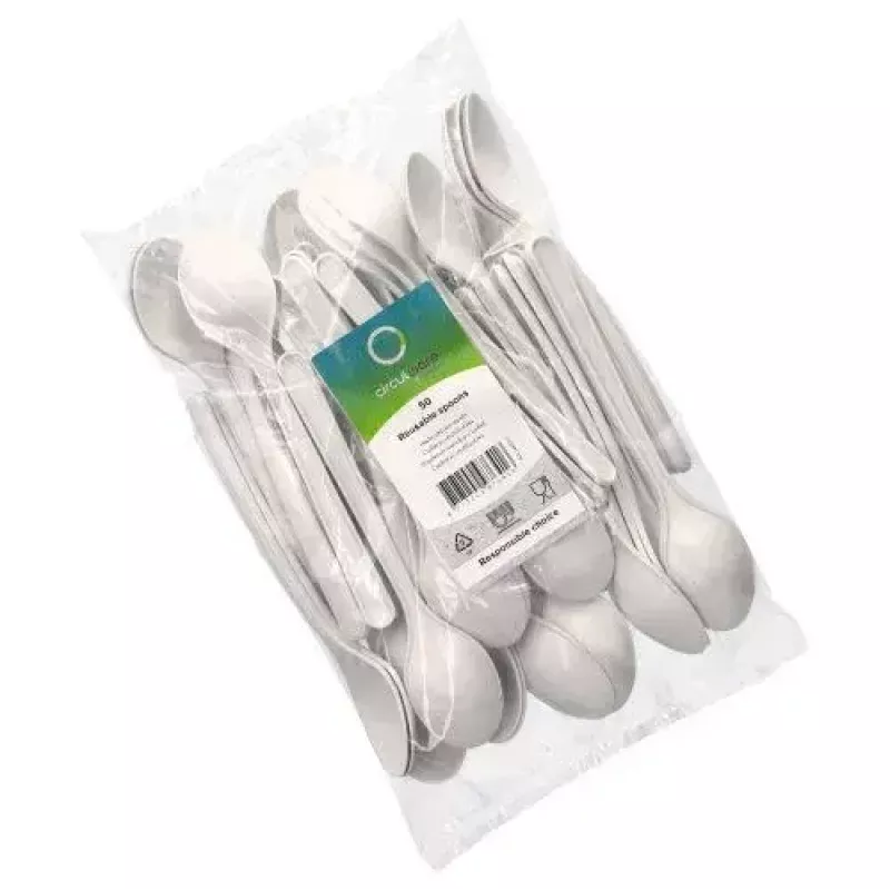 Cuchara de sopa desechable Papstar 96432 polipropileno blanco 50 unidades