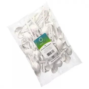 Cuchara de sopa desechable Papstar 96434 polipropileno blanco 50 unidades