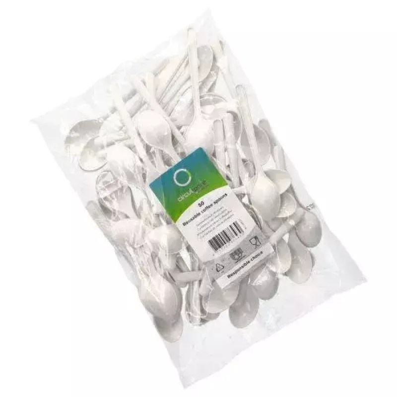 Cuchara de sopa desechable Papstar 96434 polipropileno blanco 50 unidades