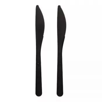 Tenedor desechable Papstar 96436 poliestireno 50 unidades negro 185 mm
