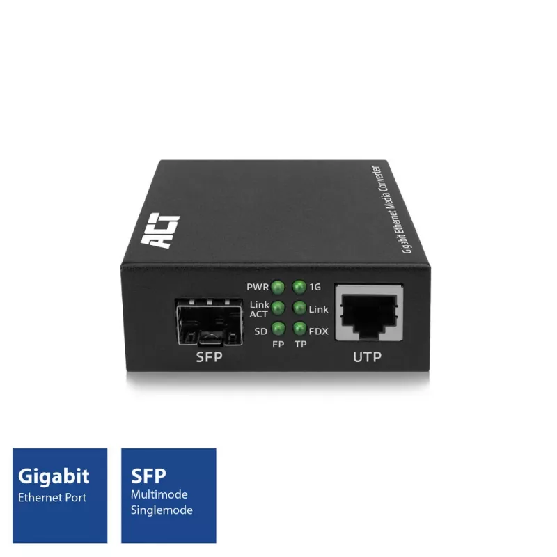 Conversor de medios de red ACT AC4451 1000 Mbit/s multimodo monomodo negro