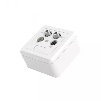 Hama 00205354 toma de antena 2x SAT + TV + radio blanco