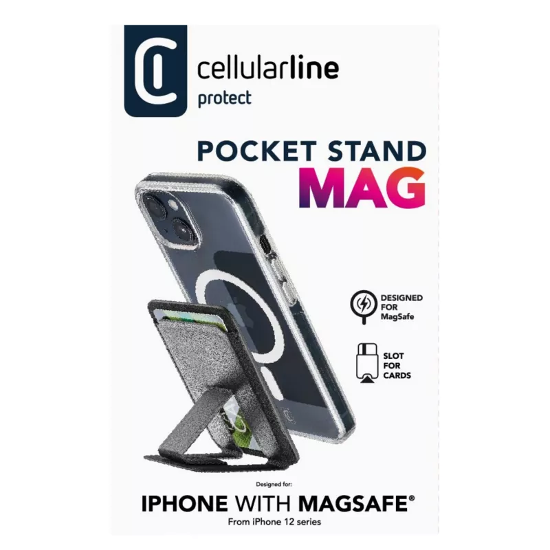 Cellularline Pocket Stand Mag Soporte magnético para tarjetas con función de soporte compatible con MagSafe