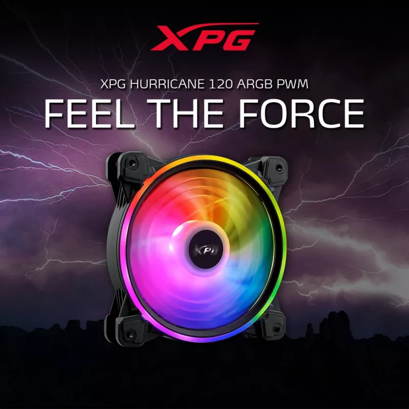 XPG HURRICANE 120 ARGB PWM Negro, ventilador, 12 cm, 600 RPM, 2000 RPM, Negro
