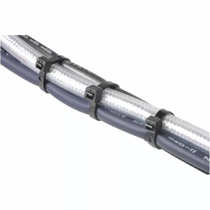 Hama 00221002 juego de bridas para cables, 2,5x100/150/200 mm, negro, 150 uds.