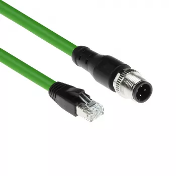 ACT Industrial Cable de sensor de 5,00 metros M12D 4 polos conector macho acodado a conector macho RJ45, cable TPE Superflex Xtreme, apantallado
