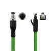 ACT Industrial Cable de sensor de 3,00 metros M12D 4 polos conector macho acodado a conector macho RJ45, cable TPE Superflex Xtreme, apantallado