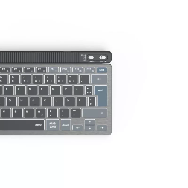 Teclado multidispositivo Hama WK-700, inalámbrico, retroiluminado, compacto, QWERTZ, negro