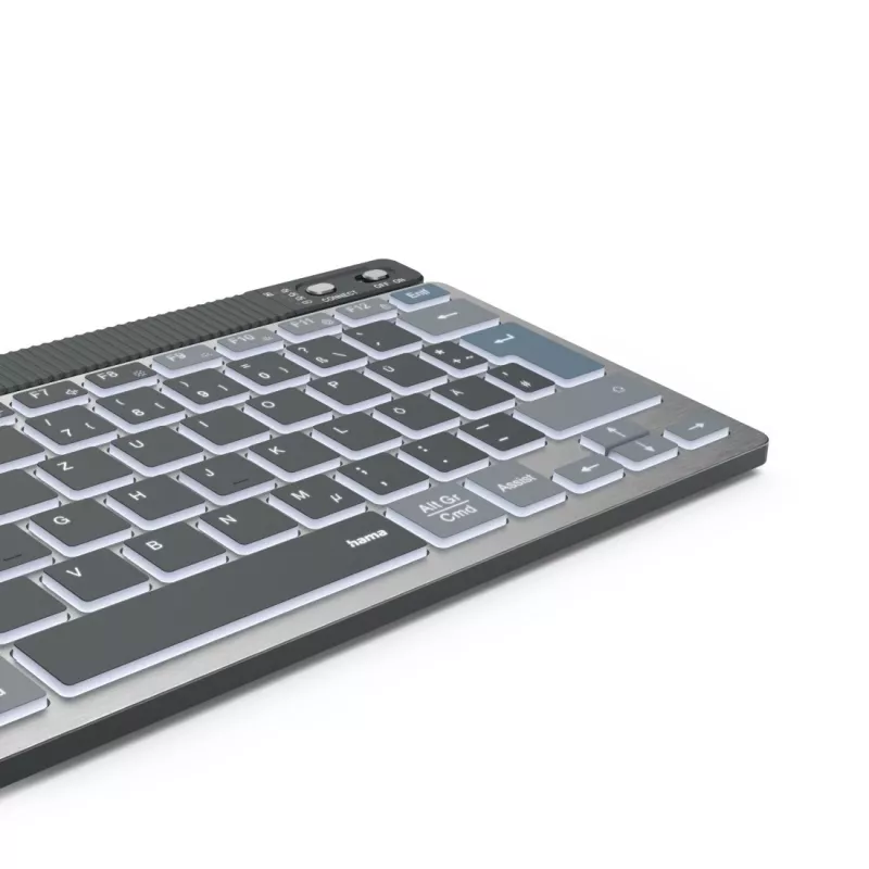 Teclado multidispositivo Hama WK-700, inalámbrico, retroiluminado, compacto, QWERTZ, negro