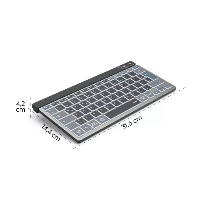 Teclado multidispositivo Hama WK-700, inalámbrico, retroiluminado, compacto, QWERTZ, negro