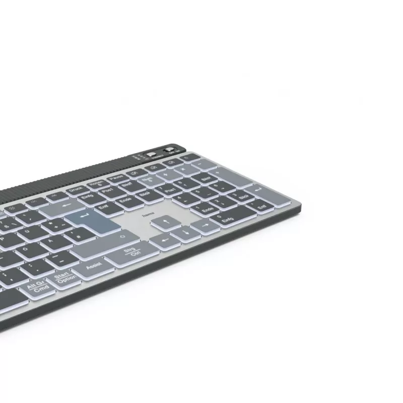 Teclado multidispositivo Hama WK-750, inalámbrico, retroiluminado, QWERTZ alemán, negro