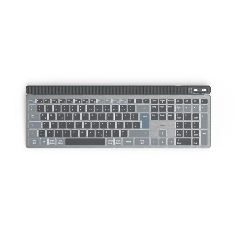 Teclado multidispositivo Hama WK-750, inalámbrico, retroiluminado, QWERTZ alemán, negro
