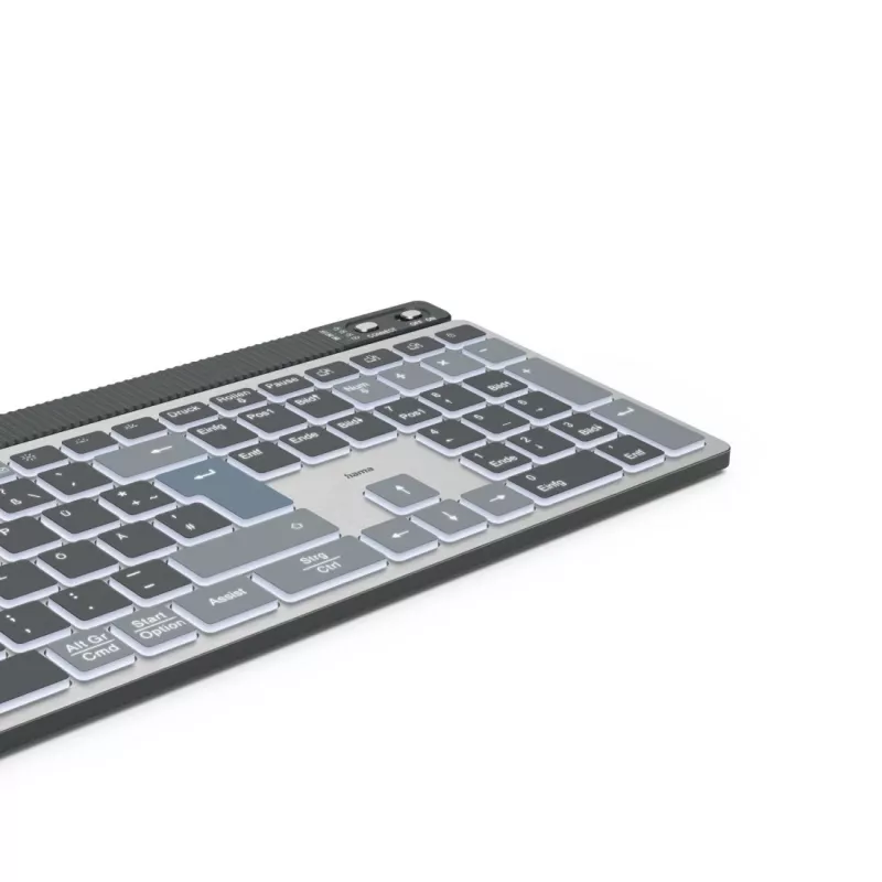 Teclado multidispositivo Hama WK-750, inalámbrico, retroiluminado, QWERTZ alemán, negro