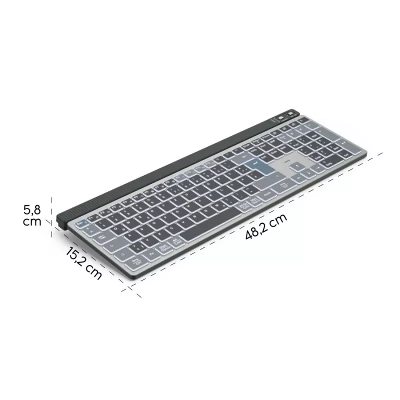 Teclado multidispositivo Hama WK-750, inalámbrico, retroiluminado, QWERTZ alemán, negro