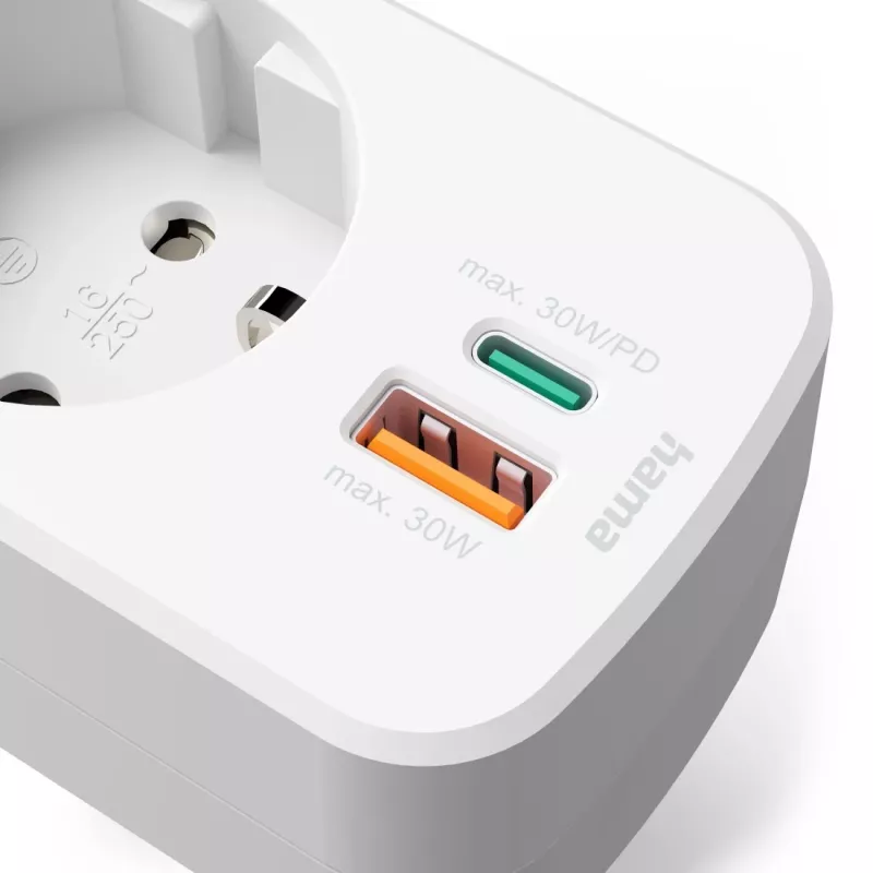 Alargador eléctrico Hama 00223343 1 salida AC para interior blanco