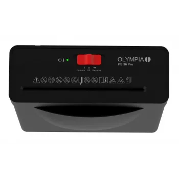 Destructora de documentos Olympia PS 36 Pro — corte en tiras, cesta de recogida de 8 litros, 72 dB, negro