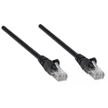 Cable de red Intellinet, Cat5e, 7,5 m, negro, CCA, U/UTP, PVC, RJ45, contactos dorados, sin lengüeta, antipinzamiento, alivio de tensión, garantía de por vida