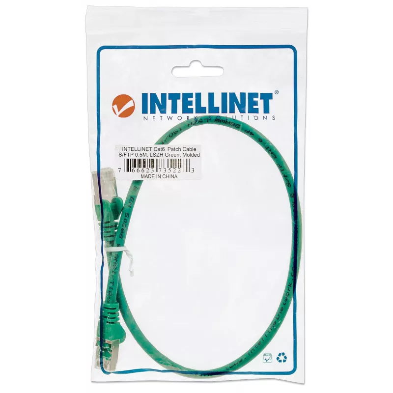 Intellinet 330596 cable de red patch, de RJ45 (M) a RJ45 (M), Cat5e, SFTP, 3 m, moldeado, verde