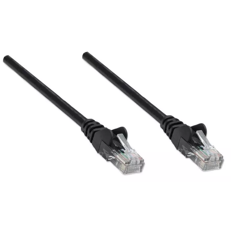 Cable de red Intellinet, Cat5e, 5 m, negro, CCA, U/UTP, PVC, RJ45, contactos dorados, sin lengüeta, moldeado, garantía de por vida