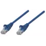 Cable de red Intellinet, Cat6, 2 m, azul, CCA, U/UTP, PVC, RJ45, contactos dorados, protección de lengüeta, antipinzamiento, garantía de por vida