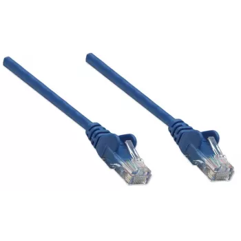 Cable de red Intellinet, Cat6, 2 m, azul, CCA, U/UTP, PVC, RJ45, contactos dorados, protección de lengüeta, antipinzamiento, garantía de por vida