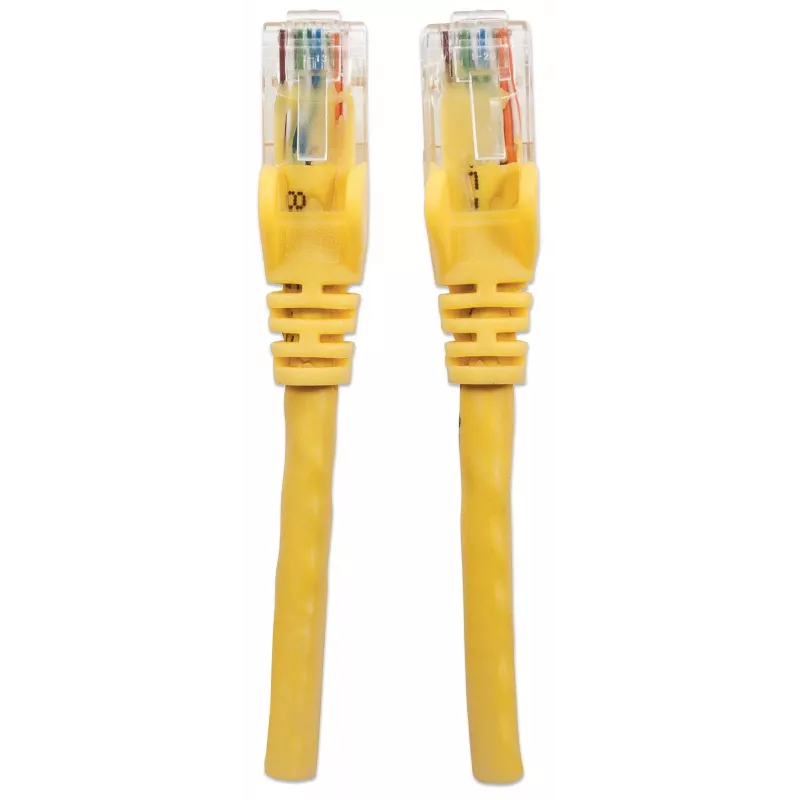 Cable de red Intellinet, Cat6, 1 m, amarillo, CCA, U/UTP, PVC, RJ45, contactos dorados, snagless, booted, garantía de por vida