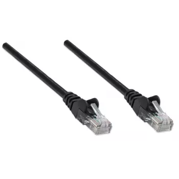Cable de red Intellinet Cat5e, 3 m, negro, CCA, U/UTP, PVC, RJ45, contactos dorados, protección de lengüeta, antipinzamiento moldeado, garantía de por vida