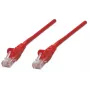 Cable de red Intellinet Cat6, 0,5 m, rojo, CCA, U/UTP, PVC, RJ45, contactos dorados, sin lengüeta, antipinzamiento, garantía de por vida