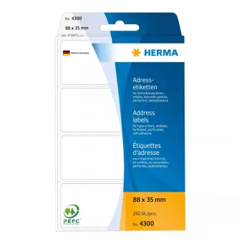 Etiquetas de dirección HERMA continuas en acordeón 88x35 mm blanco papel mate 250 uds.