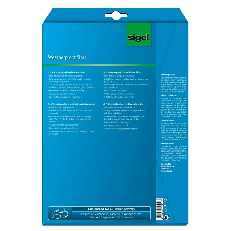 Etiqueta autoadhesiva para impresora Sigel IF140