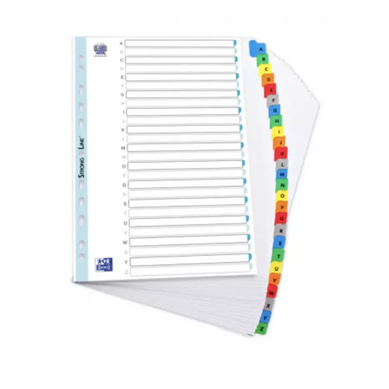 Índice de fichas Elba Mylar A-Z, 26 partes, A4 extraancho, 230 x 297 mm, pestañas de colores (592581-20)