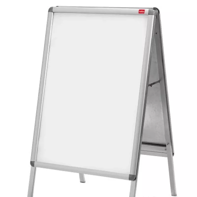 Cartel de acera Nobo Essence A2 con marco en A, Plata, Aluminio, 485 mm, 850 mm