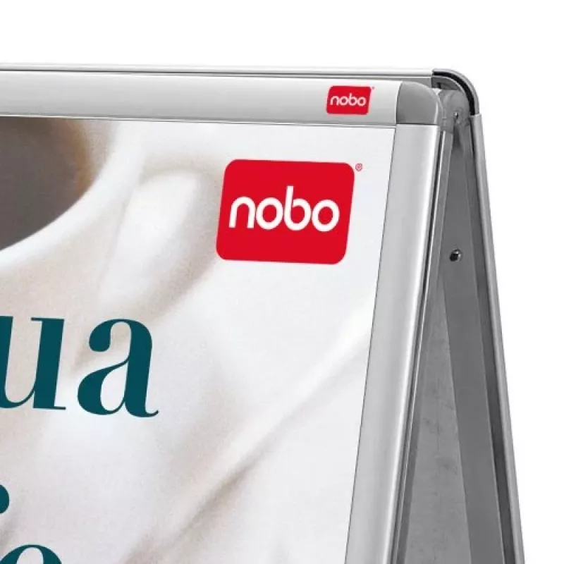 Cartel de acera Nobo Essence A2 con marco en A, Plata, Aluminio, 485 mm, 850 mm