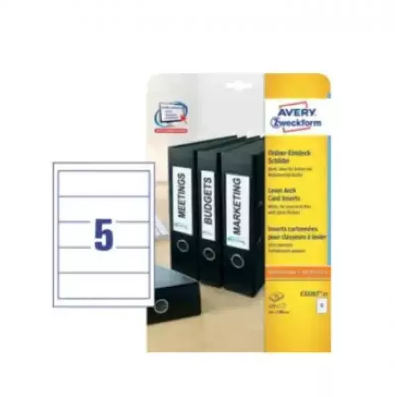 Avery Zweckform C32267-25 etiquetas para lomo de archivador 54 x 190 mm, blanco
