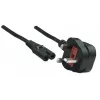 Cable de alimentación Manhattan, conector macho UK de 3 patillas a conector hembra C7 (figura 8), 1,8 m, 13 A, negro, cable, garantía de por vida