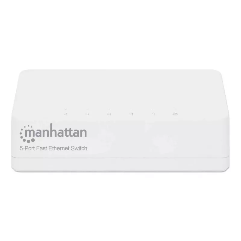 Manhattan switch Fast Ethernet de 5 puertos, plástico, garantía de tres años, caja