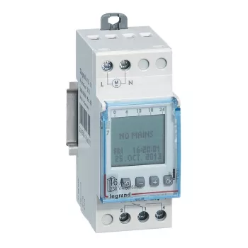 Legrand AlphaRex D21 412631 interruptor horario semanal digital, 1 canal, 230 V AC, 2 módulos