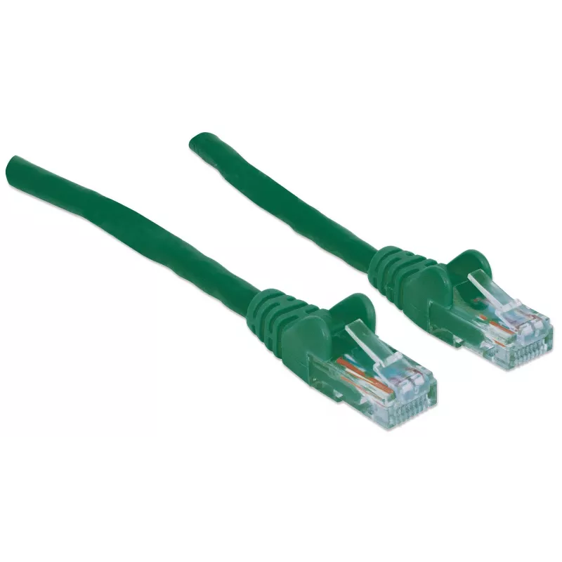 Cable de red Intellinet, Cat6, 20 m, verde, CCA, U/UTP, PVC, RJ45, contactos dorados, sin lengüeta, moldeado, garantía de por vida