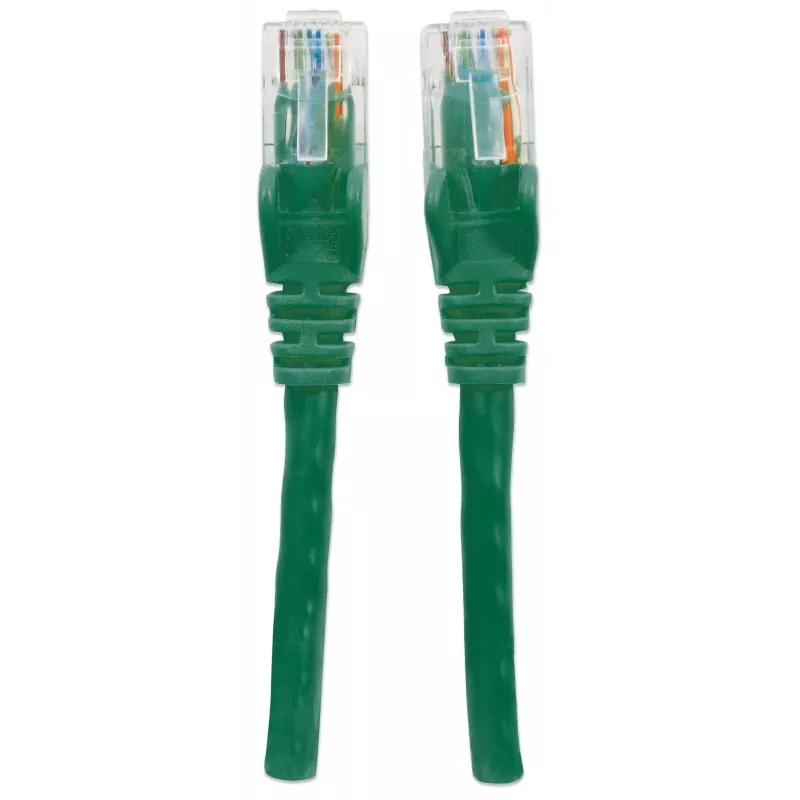 Cable de red Intellinet, Cat6, 20 m, verde, CCA, U/UTP, PVC, RJ45, contactos dorados, sin lengüeta, moldeado, garantía de por vida