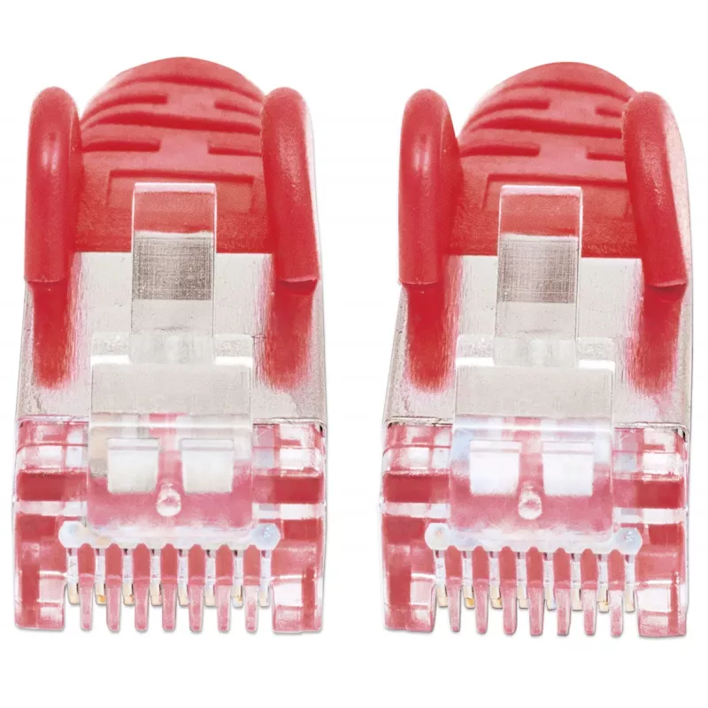 Intellinet 319133 cable de red patch, Cat6A, S/FTP, RJ45, 7,5 m, libre de halógenos, moldeado, de hilos trenzados, rojo