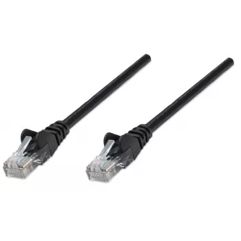 Cable de red patch Intellinet, Cat5e, 1,5 m, negro, CCA, U/UTP, PVC, RJ45, contactos dorados, protección de lengüeta, antikinks, garantía de por vida