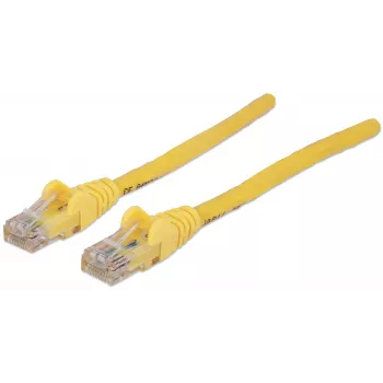 Cable de red patch Intellinet, Cat6A, 30 m, amarillo, cobre, S/FTP, LSOH / LSZH, PVC, RJ45, contactos dorados, sin lengüeta, protector antikinks moldeado, garantía de por vida