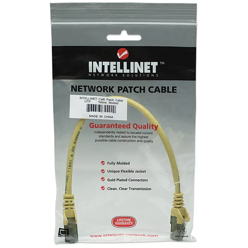 Intellinet 350556 cable de conexión de red, Cat6A, S/FTP, RJ45, 30 m, libre de halógenos, moldeado, sin pestaña, amarillo