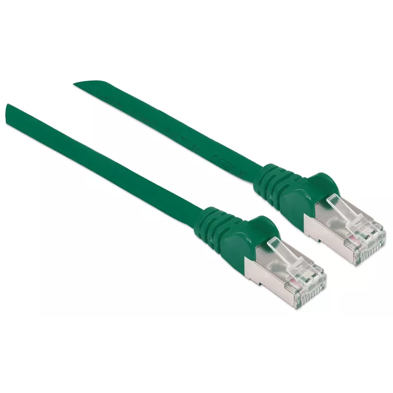 Cable de red patch Intellinet, Cat6A, 5 m, verde, cobre, S/FTP, LSOH / LSZH, PVC, RJ45, contactos dorados, snagless, booted, garantía de por vida