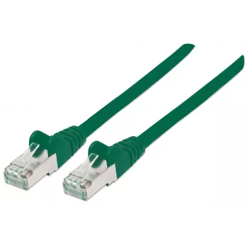 Cable de red patch Intellinet, Cat6A, 15 m, verde, cobre, S/FTP, LSOH/LSZH, PVC, RJ45, contactos dorados, sin lengüeta, con alivio de tracción, garantía de por vida